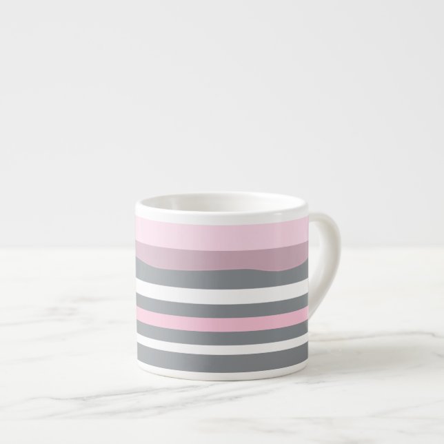 Abstrakt Art Rosa Grått White Linjer Espressomugg (Framsida höger)