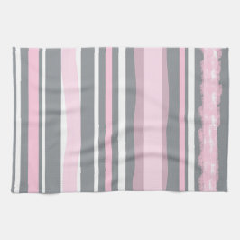 Abstrakt Art Rosa Grått White Linjer Kökshandduk
