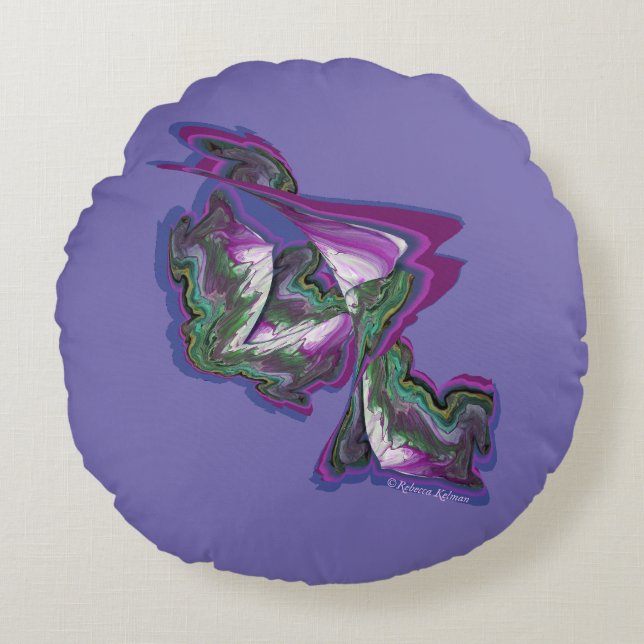 Abstrakt Art Rund Kudde (Framsidan)