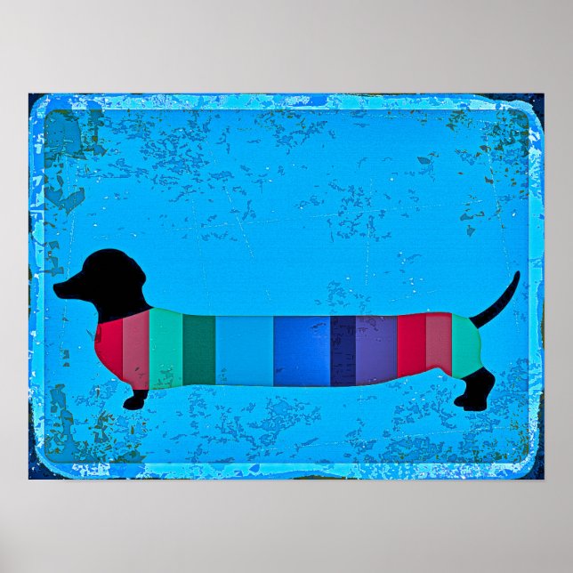 Abstrakt Art Sause Hund Dachshund Poster (Framsidan)