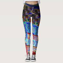 Abstrakt Art Skapat av klassisk asiatisk design i Leggings