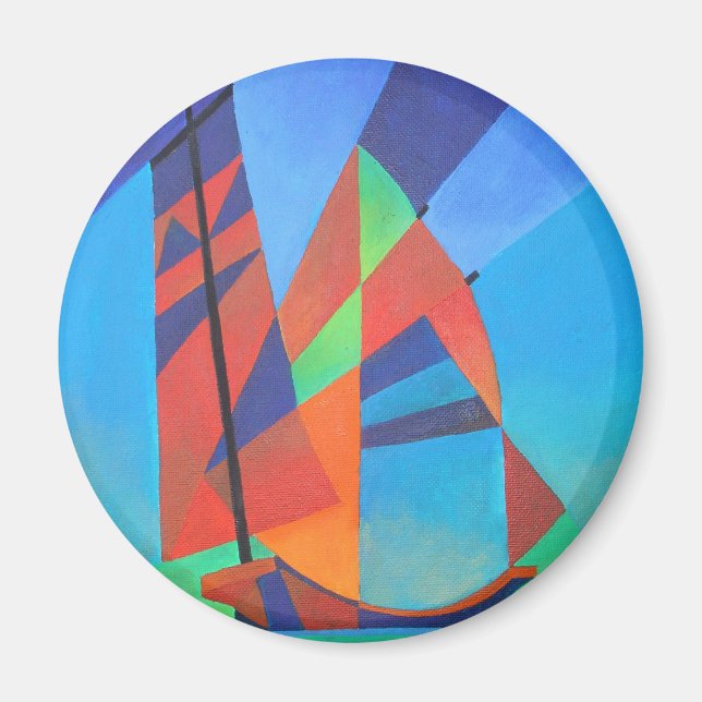 Abstrakt Art-skräppost mot Djup Blå himmel Magnet (Framsidan)