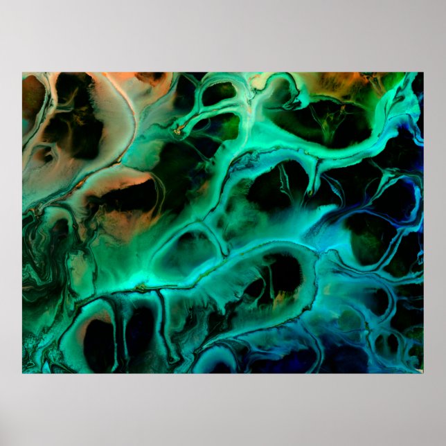 Abstrakt art smart nyonmålning i violett och pi poster (Framsidan)