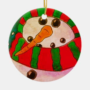 Abstrakt Art Snögubbe Julgransprydnad Keramik
