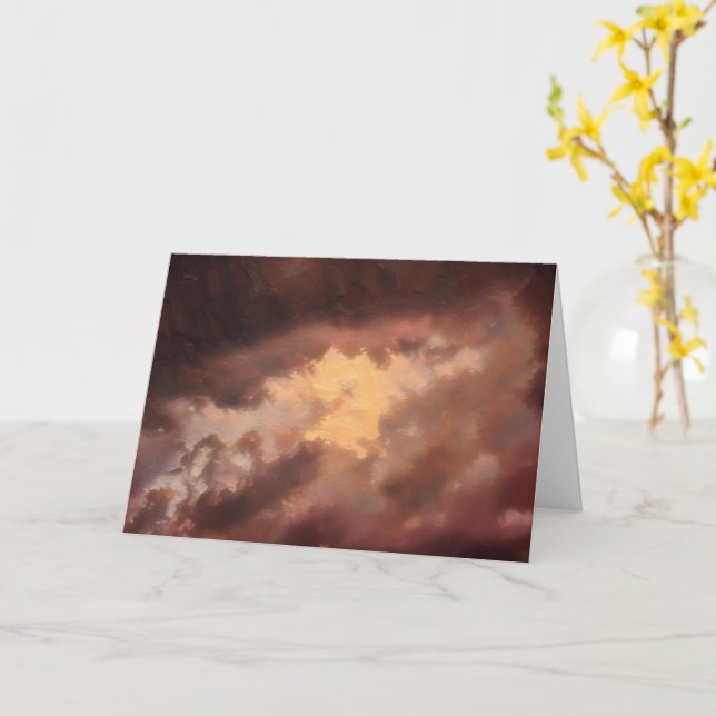 Abstrakt Art Stormy Himmel i Guld och Mocha Kort (Gul blomma)