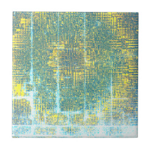 Abstrakt Art Struktur Gult Blek Turcos Blue Kakelplatta