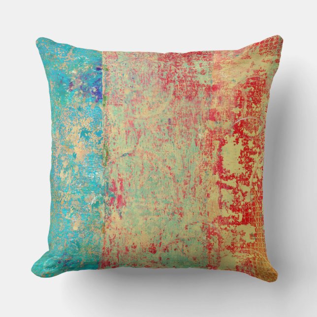 Abstrakt Art Struktur målning Turquise Red Grönt Kudde (Framsida)