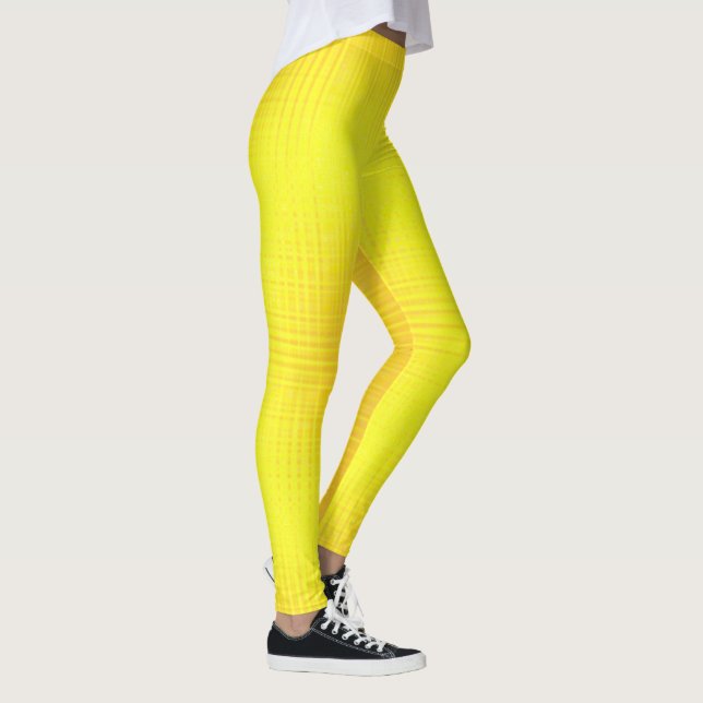Abstrakt Art Struktur Sunny Lycklig Gult Orange  Leggings (Höger)