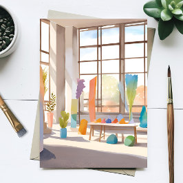 Abstrakt Art Studio | Bright Airy Watercolor Vykort