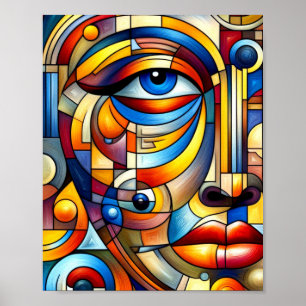 Abstrakt Art Stylized Human Ansikte Poster