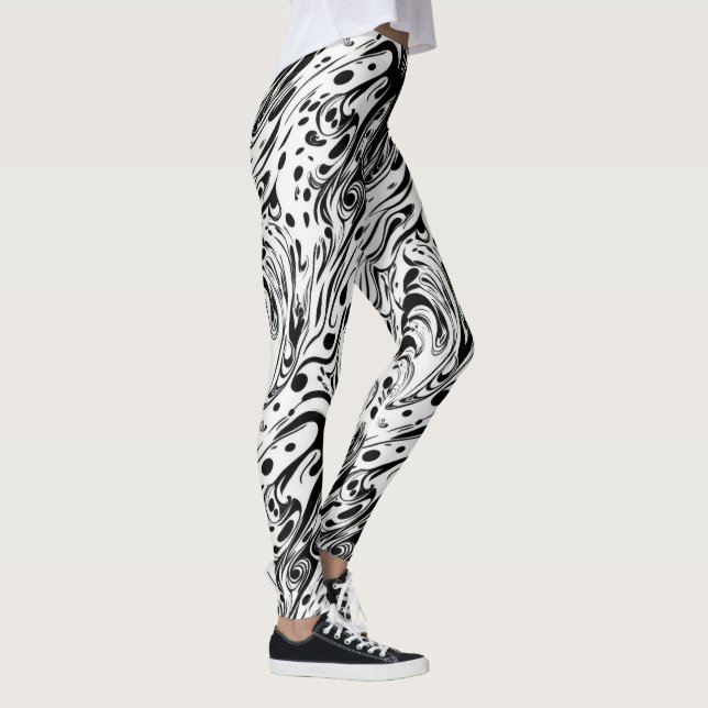 Abstrakt Art Swilring Liquid Polka dots Leggings (Höger)
