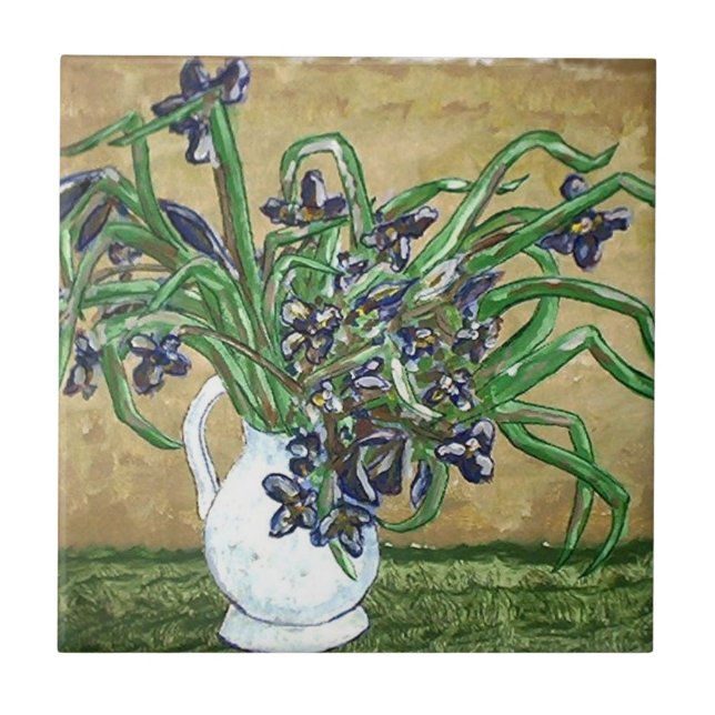 Abstrakt Art Tiles, blommor på bord Kakelplatta (Framsidan)