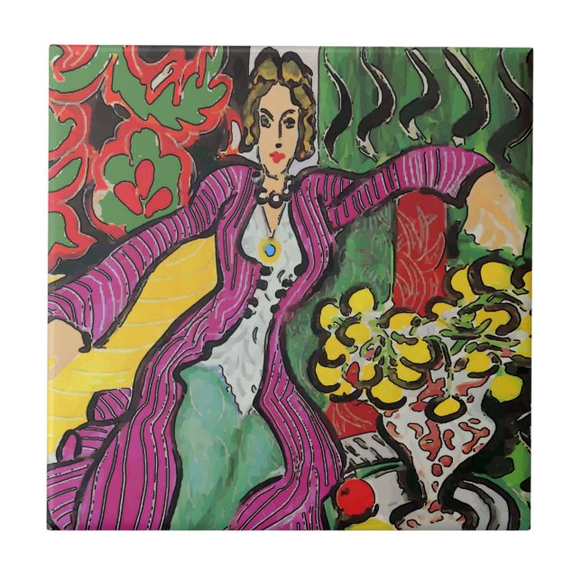 Abstrakt Art Tiles, Nancy with Flowers Kakelplatta (Framsidan)