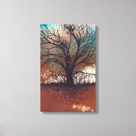 Abstrakt Art Träd Watercolor Bläck Canvastryck