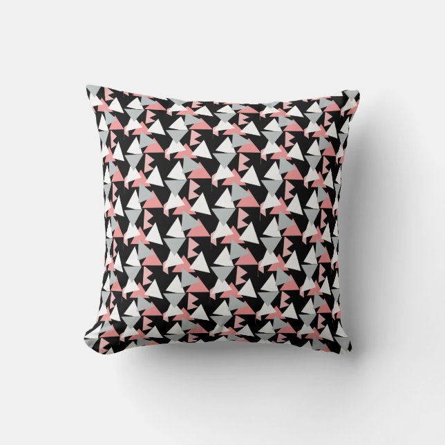 Abstrakt Art Triangle Pyramid Coral Peach Cushion Kudde (Framsida)