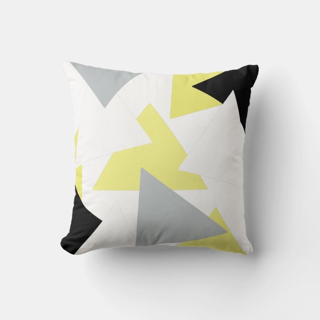 Abstrakt Art Triangle Pyramid Gult Cushion Kudde (Framsida)