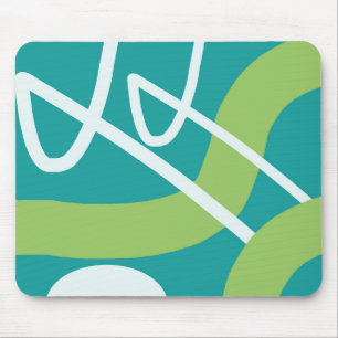 Abstrakt Art Turcoise Lime Green White Mouse Pad Musmatta