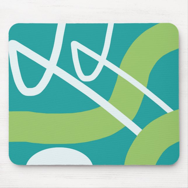 Abstrakt Art Turcoise Lime Green White Mouse Pad Musmatta (Framsidan)