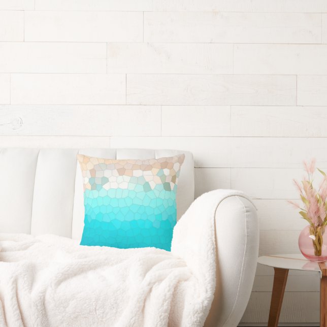 Abstrakt Art Turcos Beige Coral Rosa Kudde (Soffa)