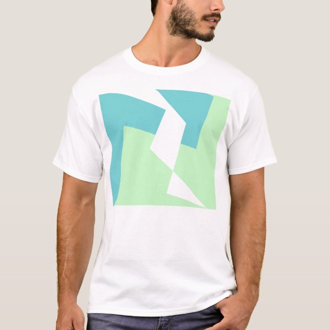 Abstrakt Art Turcos Blue Grönt T Shirt (Framsida)