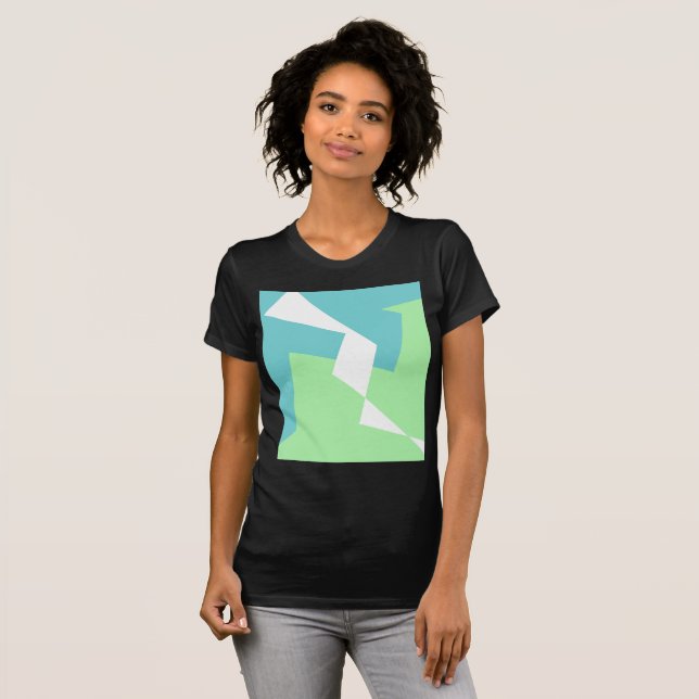Abstrakt Art Turcos Blue Grönt T Shirt (Hel framsida)