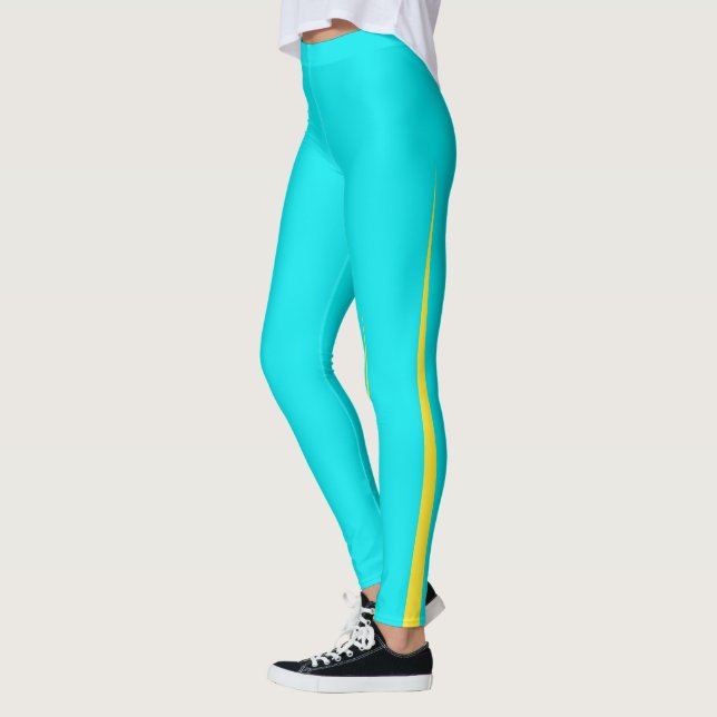 Abstrakt Art Turcos Blue Gult Minimalism Leggings (Vänster)