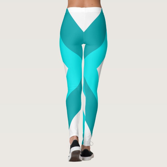 Abstrakt Art Turcos Grönt Blue White Leggings (Baksida)