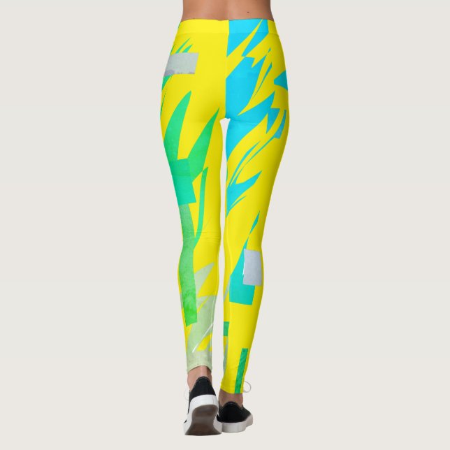 Abstrakt Art Turcos Pastel Färg Leggings (Baksida)