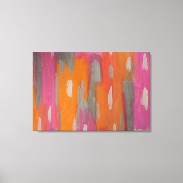 Abstrakt Art-utskrift i Rosa, Orange och Grått Canvastryck (Framsida)