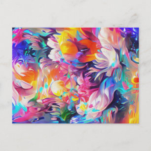 Abstrakt Art vacker och färgstark Blommigt Vykort