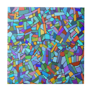 Abstrakt Art Vackerlig färgstark blå mosaik Kakelplatta