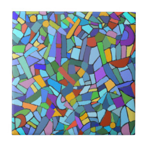 Abstrakt Art Vackerlig färgstark blå mosaik Kakelplatta