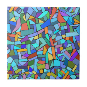 Abstrakt Art Vackerlig färgstark blå mosaik Kakelplatta
