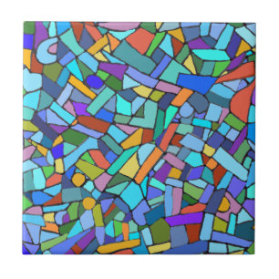 Abstrakt Art Vackerlig färgstark blå mosaik Kakelplatta