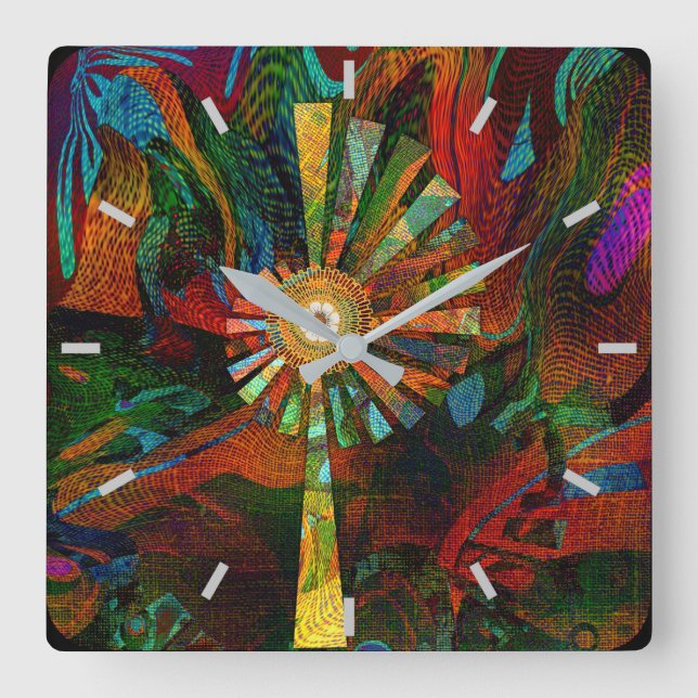 Abstrakt Art-väggklocka Fyrkantig Klocka (Framsida)