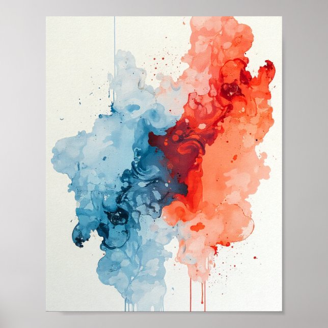 Abstrakt Art - Vattenfärgspensellinjedesign 2 Poster (Framsidan)