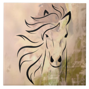 abstrakt art Vild Horse Kakelplatta