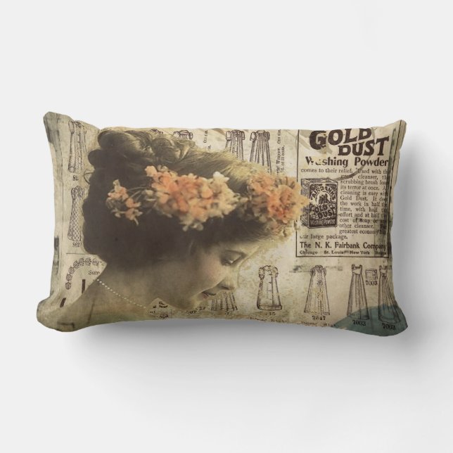 Abstrakt Art Vintage Girl Clothing Mode Lumbar Lumbarkudde (Framsida)