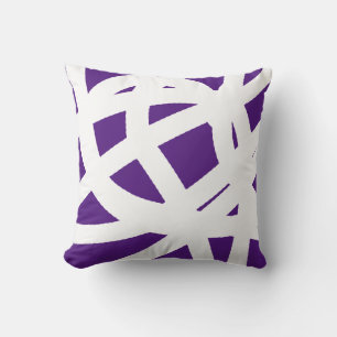Abstrakt Art White på Lila Dekorativ kudde Cushion