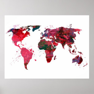 Abstrakt Art World Map Poster