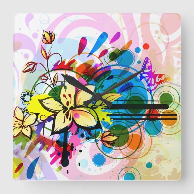 Abstrakt Artikel 26-klick Fyrkantig Klocka (Framsida)