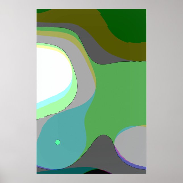 Abstrakt Artikel 303 - Grönt Blue Gult Groovy Retr Poster (Framsidan)
