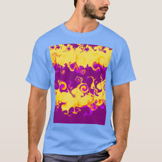 Abstrakt Artikel 6 Farlig Gult och Lila för Bright T Shirt