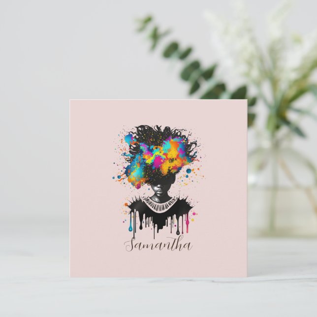 Abstrakt Artist Afro Woman | Svartvit (Stående Fram)
