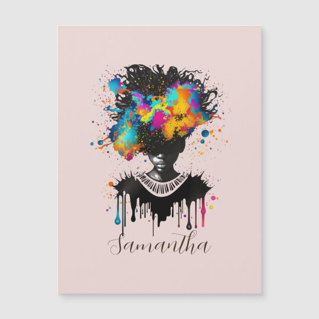 Abstrakt Artist Afro Woman | Svartvit (Framsida)