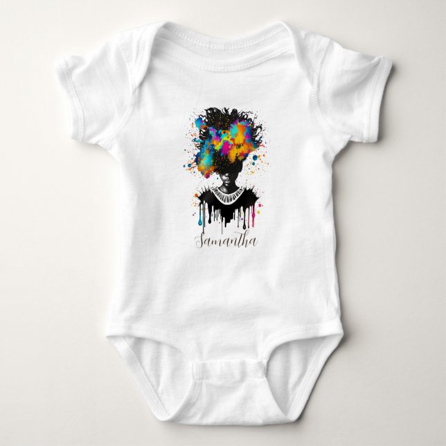 Abstrakt Artist Afro Woman | Svartvit T Shirt (Framsida)
