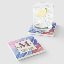 Abstrakt Artistic Blue Rosa Beauty Salon Monogram Stenunderlägg