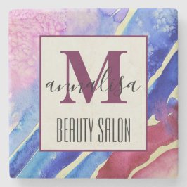 Abstrakt Artistic Blue Rosa Beauty Salon Monogram Stenunderlägg