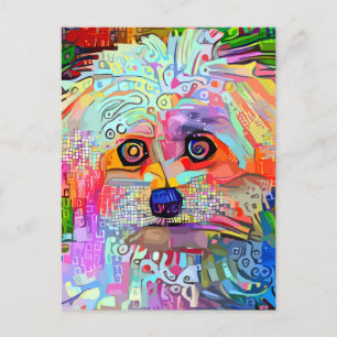 Abstrakt Artistic Pet Hund Porträtt Painting Vykort