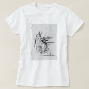 Abstrakt Artistic Pianist Sketch - T Shirt